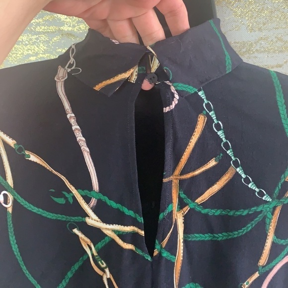 Zara Blue & Green Chain Link Collared Dress Size S - Picture 10 of 14